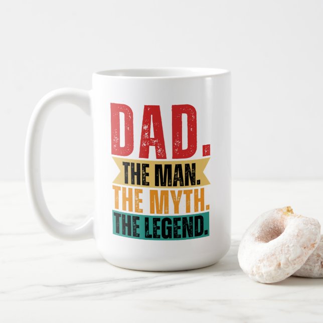 Vater Mann Mythos Mythos lustige Retro-beunruhigt Kaffeetasse (Mit Donut)
