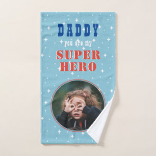 Vater mein Superhero Fun Foto Vathers Day Handtuch