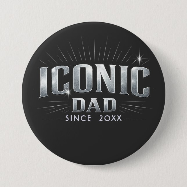 Vater mit eigenem Stil seit 20XX Silber-Typografie Button (Vorderseite)