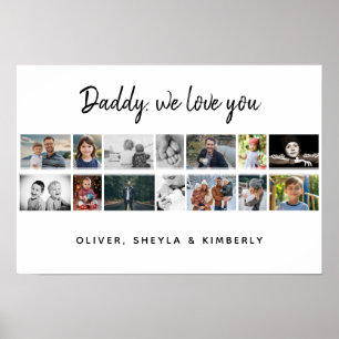 Vater mit Kindern Familie 14 Foto Collage Keepake Poster
