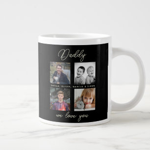Vater mit Kindern Familie Daddy 4 Foto-Collage Jumbo-Tasse