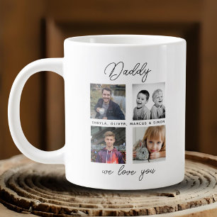 Vater mit Kindern Familie Daddy 4 FotoCollage Jumbo-Tasse