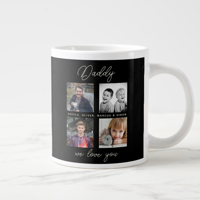 Vater mit Kindern Familie Daddy 4 FotoCollage Jumbo-Tasse (Rechts)