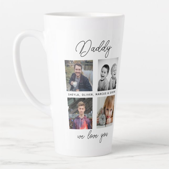 Vater mit Kindern Familie Daddy 4 FotoCollage Milchtasse (Links)