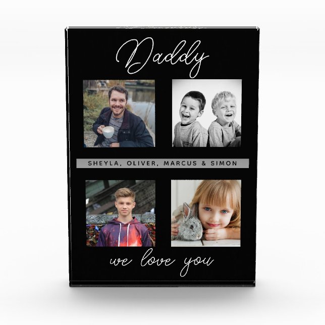 Vater mit Kindern Familie Daddy Foto Collage Block (Vorderseite)