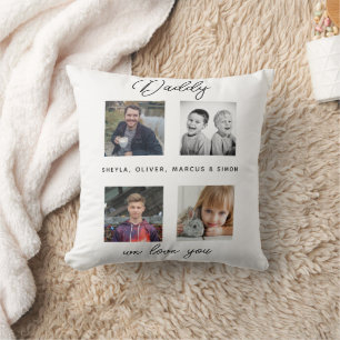 Vater mit Kindern Familie Daddy Foto Collage Kissen