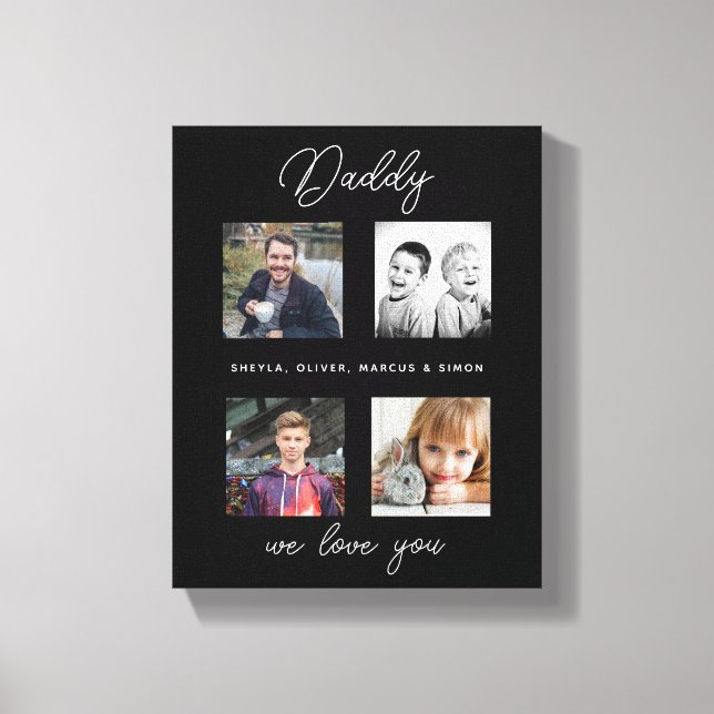 Vater mit Kindern Familie Daddy Foto Collage Leinwanddruck (Vorderseite)