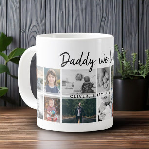 Vater mit Kindern Familie Papa 14 Foto-Collage Jumbo-Tasse