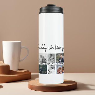 Vater mit Kindern Familie Papa 14 Foto-Collage Thermosbecher