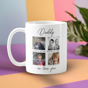 Vater mit Kindern Familie Papa 4 Foto-Collage  Kaffeetasse