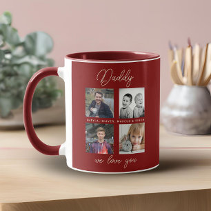 Vater mit Kindern Familie Papa 4 Foto Collage Tasse