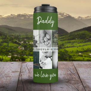 Vater mit Kindern und Familie Dad Foto-Collage Thermosbecher