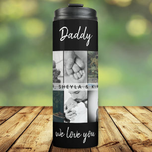 Vater mit Kindern und Familie Dad Foto-Collage Thermosbecher