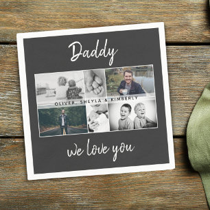 Vater mit Kindern und Familie Papa Foto-Collage Serviette