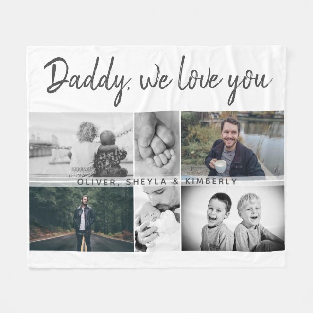 Vater mit Kindern und Vater 6 FotoCollage Fleecedecke (Vorderseite (Horizontal))