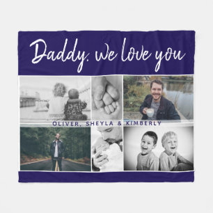 Vater mit Kindern und Vater 6 FotoCollage Fleecedecke