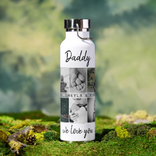 Vater mit Kindern und Vater 6 FotoCollage Trinkflasche
