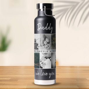 Vater mit Kindern und Vater 6 FotoCollage Trinkflasche