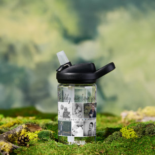 Vater mit Kindern und Vater 6 FotoCollage Trinkflasche