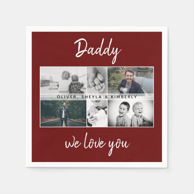 Vater mit Kindern und Vater Foto 6 Fotos Serviette (Vorderseite)