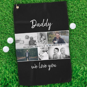 Vater mit Kindern und Vater FotoCollage Golfhandtuch