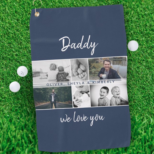 Vater mit Kindern und Vater FotoCollage Golfhandtuch (Von Creator hochgeladen)