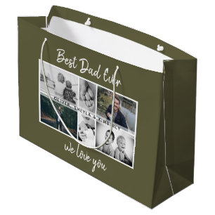 Vater mit Kindern und Vater FotoCollage Große Geschenktüte