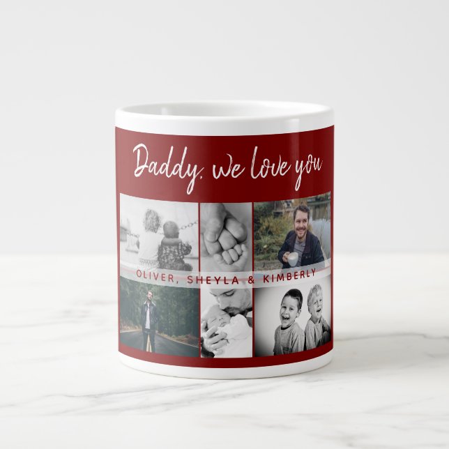 Vater mit Kindern und Vater FotoCollage Jumbo-Tasse (Vorderseite)