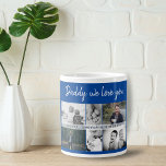 Vater mit Kindern und Vater FotoCollage Jumbo-Tasse<br><div class="desc">Vater mit Kindern und Vater Foto Collage Riesenkaffee Tasse. Collage von 6 Fotos, väterlicher Name mit einer süßen Nachricht in einem trendigen Drehbuch und Kindernamen, die die Fotos überlagern. Fügen Sie Ihre 6 Lieblings-Fotos hinzu. Der süße Sake und ein Geschenk zum Geburtstag, zum Vatertag oder zu Weihnachten für einen Vater,...</div>