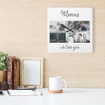 Vater mit Kindern und Vater FotoCollage Quadratische Wanduhr<br><div class="desc">Vater mit Kindern und Vater Foto Collage Wall Uhr. Collage von 6 Fotos, väterlicher Name mit einer süßen Nachricht in einem trendigen Drehbuch und Kindernamen, die die Fotos überlagern. Fügen Sie Ihre 6 Lieblings-Fotos hinzu. Der süße Sake und ein Geschenk zum Geburtstag, Vatertag oder Weihnachten für einen Vater, neuen Vater...</div>