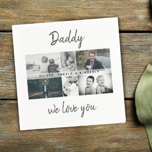 Vater mit Kindern und Vater FotoCollage Serviette
