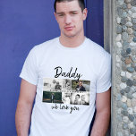 Vater mit Kindern und Vater FotoCollage T-Shirt<br><div class="desc">Vater mit Kindern und Vater Foto Collage T - Shirt. Collage von 6 Fotos, väterlicher Name mit einer süßen Nachricht in einem trendigen Drehbuch und Kindernamen, die die Fotos überlagern. Fügen Sie Ihre 6 Lieblings-Fotos hinzu. Der süße Sake und ein Geschenk zum Geburtstag, Vatertag oder Weihnachten für einen Vater, neuen...</div>