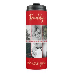 Vater mit Kindern und Vater FotoCollage Thermosbecher