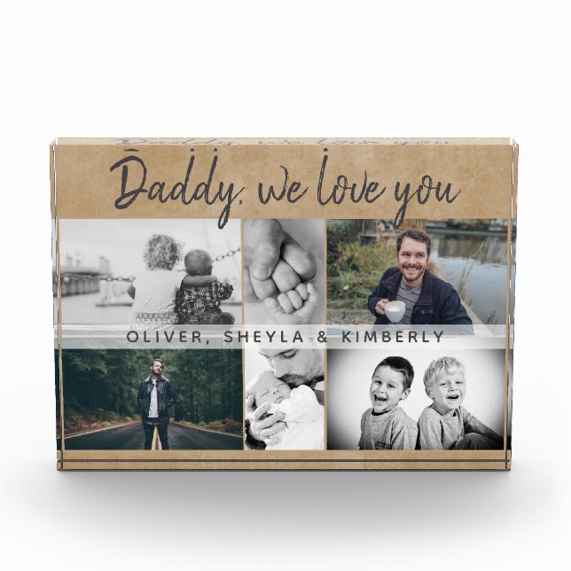 Vater mit Kindern und Vater Vater 6 Fotoblock (Vorderseite)