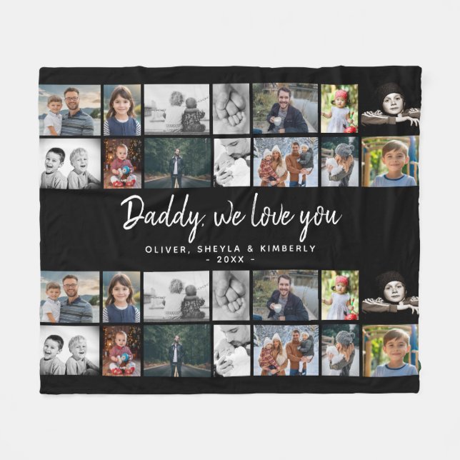 Vater mit Kindern Vater 14 FotoCollage Fleecedecke (Vorderseite (Horizontal))