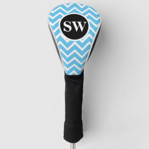 Väter mit Monogramm Blau Zickzack Personalisiere Golf Headcover