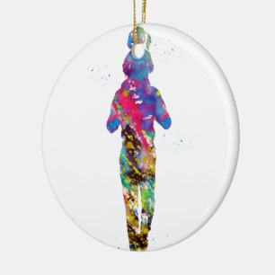 Vater mit Tochter Keramik Ornament