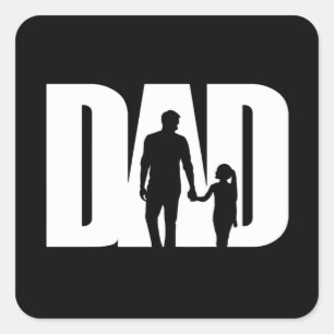 Vater mit Tochter Shirt Vatertag T - Shirt Ideen Quadratischer Aufkleber
