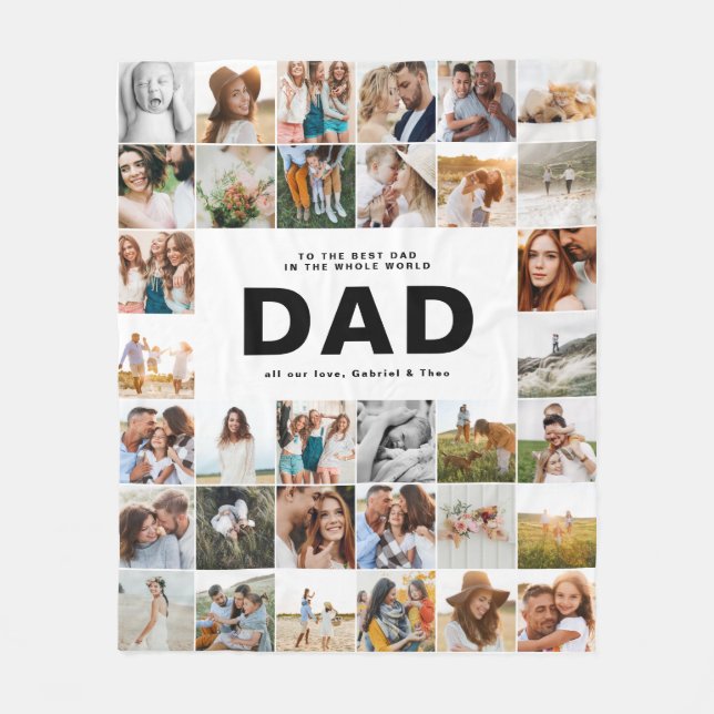 Vater Moderne Foto Väter Tag Schwarz-weiß Fleecedecke (Vorderseite)