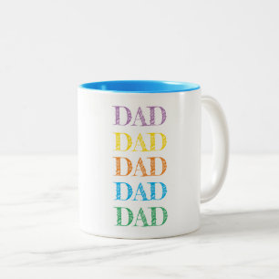 VATER Moderne Typografie Rainbow Colors Vatertag Zweifarbige Tasse