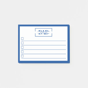 Vater Modernes Monogramm 4" x 3" To-Do-Liste Post-it Klebezettel