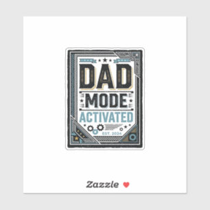 Vater-Modus Aktiviert Vintage-Gravur-Shirt-Design_ Aufkleber