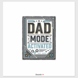 Vater-Modus Aktiviert Vintage-Gravur-Shirt-Design_ Aufkleber