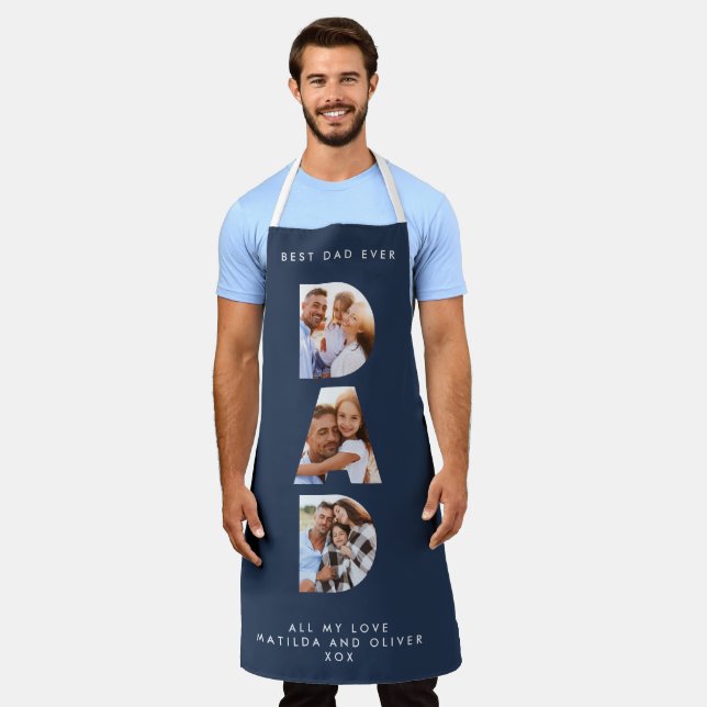 Vater Multi-Foto moderne Typografie blau Schürze (Getragen)