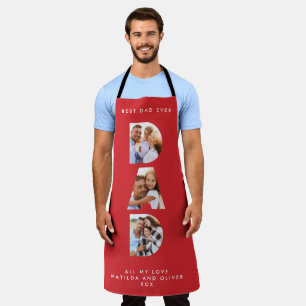 Vater Multi-Foto moderne Typografie rot Schürze