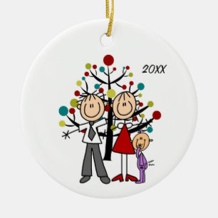 Vater-, Mutter-, Baby-Mädchen-Weihnachtsdekoration Keramik Ornament