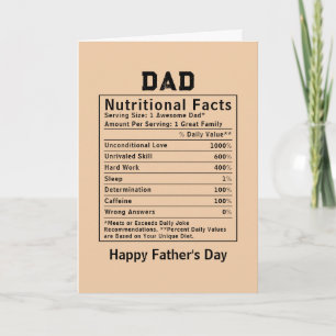 Vater Nährungsfakten Vatertagsgeschenke Karte