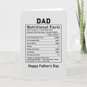 Vater Nährungsfakten Vatertagsgeschenke Karte