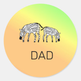 Vater, Niedlich Happy Kenyan Zebras Runder Aufkleber