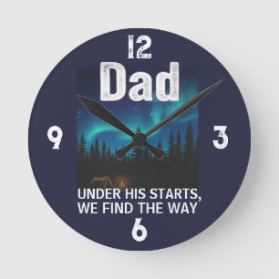 Vater Northern Lights Camping Anpassbar Runde Wanduhr